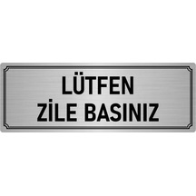 Metal Yönlendirme Levhası, Departman Kapı İsimliği Lütfen Zile Basınız 7x20 cm Gümüş Renk