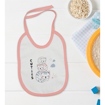 Bk Kids Cuties Tasarımlı Pembe Bebek Mama Önlüğü Pembe