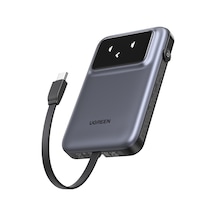 Ugreen Uno Dahili Kablolu 10.000 Mah 30w Hızlı Şarj Powerbank, Siyah, 35603b Gri