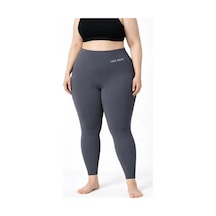 Defymoda Yüksek Bel Toparlayıcı Likralı Dalgıç Spor Tayt Esnek Battal Büyük Beden - Füme Füme