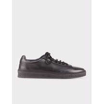 Hakiki Deri Siyah Bağcıklı Erkek Spor Ayakkabı-Siyah (521641618)