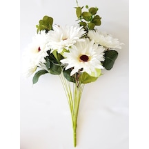 Yapay 5 Anadal Büyük Kafa Krizantem Demeti 55 Cm Beyaz