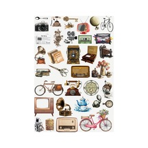 35 Adet Vintage Retro Sticker Seti - Etiket Seti Scrapbook Bullet Journal Çok Renkli