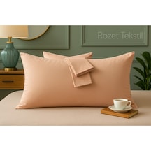 Bej Pamuk Kumaş Kapaklı Yastık Kılıfı 2 Adet 50 X 70 Cm