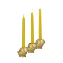 Mumluk Şamdan 3 Adet Tealight Ve İnce Mum Uyumlu Kesik Model - Altın