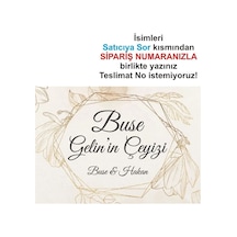 Altın Doğa Ile Süslü Düğün Çeyiz Koli Etiketi 10 Adet A4 Ebat Baskılı Sticker Diğer