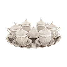 Altılı Taşlı Neskafe Seti Taşlı Beyaz