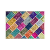 El Dokuması Patchwork Vintage Yün-pamuk Multi Naturel Halı 36173 161 X 230 Cm Çok Renkli