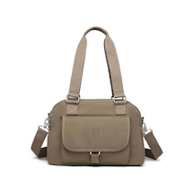 Smart Bags Orta Boy Çok Cepli Su Geçirmez Hafif Krınkıl Kumaş Kadın Omuz Çantası Açık Kahve Kahverengi