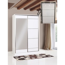 Doğandekorasyon Bora 120 Cm Sürgülü Dolap Gardırop Vestiyer Portmanto