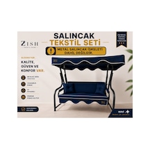 Zishome 3 Kişilik Bahçe Balkon Salıncağı Tekstil Seti 150x48x8 Cm Minder Ölçüsü Oturak Sırt Minderi Ve Tente Takımı Antrasit Metal İskelet Dahil Değildir Lacivert