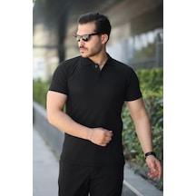 Erkek Kısa Kollu Yakalı Tişört SIYAH