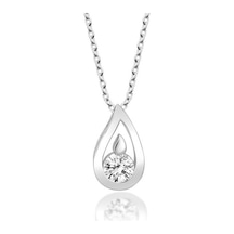 Madam Matmazel Beyaz Swarovski Tek Taş Damla Gümüş Kadın Kolye,925 Ayar Gerçek Gümüş, Hediye