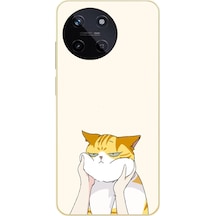 Realme 11 4g Uyumlu Sarı Kedi Yanakları Baskılı Silikon Kılıf Renkli
