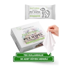 Kedi Ve Köpek Hijyen Mendili 50'li Tekli Paket Yüz, Pati, Kulak Ve Arka Bölge Temizliği İçin Tek Kullanımlık Vegan Temizleme Mendili