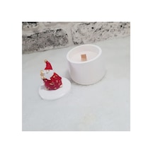 El Yapımı Noel Baba Objeli Kutuda Mum. Beyaz