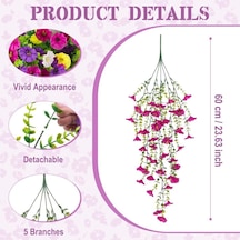 6lı Set Yapay Çiçek Sarkan Petunya Karışık Renkli Yapay Sarmaşık 5dal 60cm Mor