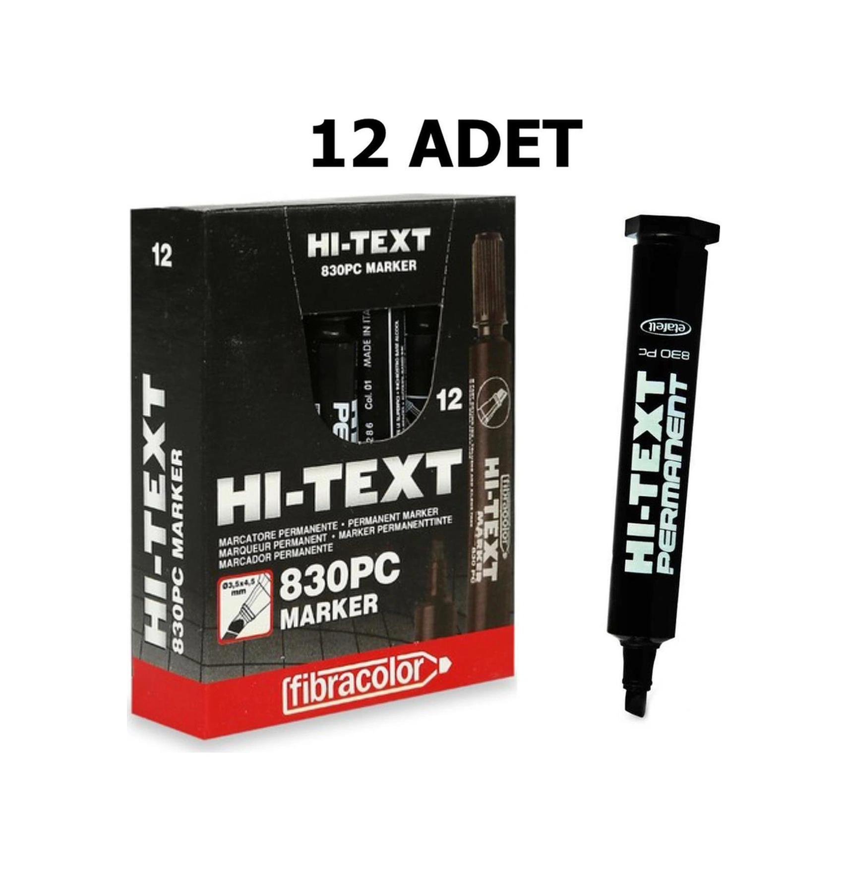 Markör Kesik Uçlu Siyah 12 Li Paket