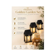 Bahçe Ve Balkon İçin Solar Güneş Enerjili Fener Seti Ve Doğal Soya Wax Mum, Golden Bahçe Balkon Seti