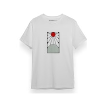 Demon Slayer Anime Crest Earring Demon Beyaz Kısa Kol Erkek Tshirt 001