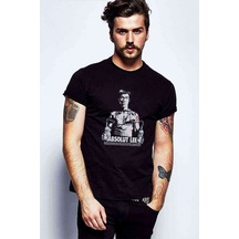 Bruce Lee Absalut Lee Metal Rock Baskılı Siyah Erkek Tshirt