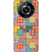 Realme 11 Pro Uyumlu Kare Motifleri Baskılı Silikon Kılıf Renkli
