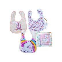 Çift Katlı  Çıtçıtlı Bebek Mama ve Salya Önlük 3 Adet STL6075 Çok Renkli