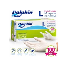 Tr Dolphin Pudralı Latex Muayene Eldiveni L Beden Tek Kullanımlık Diğer