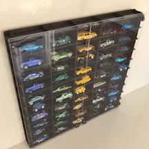 Pleksi Kapaklı 1/64 Ölçek 50araç Hotwheels Matchbox Metal Araç Uyumlu Model Oyuncak Araba Rafı-eskitme Siyah Aahşap