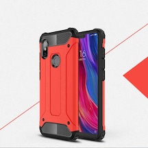 Kilifone - Xiaomi Redmi 6 Uyumlu - Kılıf Çift Katman Koruyucu Crash Military Tank Kılıf - Kırmızı Kırmızı