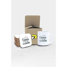 Kraliçesi Baskılı Kupa Bardak Seti Mug Öğretmenler Günü Hediyesi Öğretmene Hediye Çok Renkli