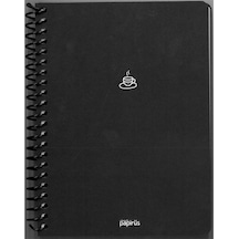Papirüs Mini Siyah Spiralli Sert Kapak 14x19 80yp. Çizgisiz Defter Standart