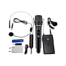 Kablosuz Mikrofon Seti Vhf 220 270 Mhz Wireless El Mikrofonu Ve Kafa Mikrofonlu Verici, 6.3 Mm Çıkışlı, 30 50 Metre Çekim Wn-07 Çok Renkli