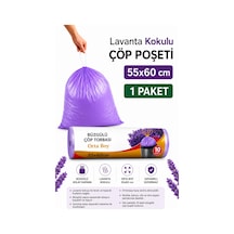 Orta Boy 55x60 Lavanta Kokulu Büzgülü Çöp Poşeti 10 Adet 1 Paket Çöp Torbası 40 Litre
