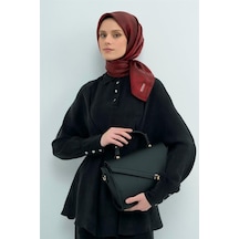 Armine Tivil Saf İpek Eşarp 9501 - 50 Kırmızı Armürlü Desen Kırmızı