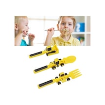 Çocuklar Için İnşaat Temalı Mutfak Gereçleri, Ekskavatör Çatal Kaşık, İticili Küçük Çocuk Yemek Seti