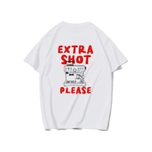 Brz Collectıon Brz Collection Unisex Oversize Red Extra Shot Please T-shirt Beyaz