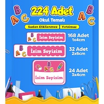 Okul Gereçleri Temalı Okul Kreş Kişiye Özel İsim Etiket Seti - Model 51 Çok Renkli