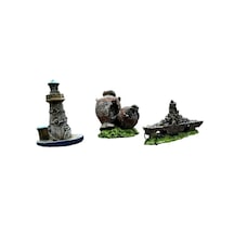 Mini Akvaryum Dekor Seti 3 Lü Set -savaş Gemisi Anfora Deniz Fene