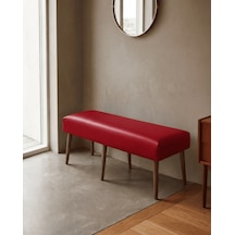 Kırmızı Deri Bank Bench Oturma Pufu Modern Salon Antre Puf Ayakkabılık Önü Koltuk 40x120