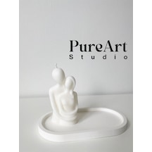 Bernami Mum Pinterest Art Sarılan Çift Altlıklı 2 Li Set Dekoratif Mum Lavanta Kokulu,sevgililer Günü Mumu Diğer