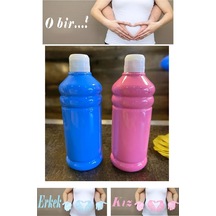Mavi Pembe Cinsiyet Belirleme Parmak Boyası 1 Adet 500 Ml Kız Cinsiyet Açıklama Boyası Yıkanabilir Zararsız Mavi