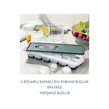 Bas Parmak Silikon Buz Kalıbı 1 Adet 12 Bölmeli Kapaklı Silikon Buzluk Silikon Diğer