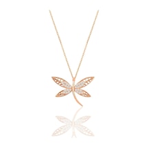 Gümüş Rose Zirkon Taşlı Yusufçuk Kolye (535070391)