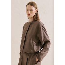 Manuka Keten Bomber Tarz Gömlek Vizon Ss26gml00021-0001 VİZON