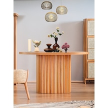 Orion Oval Natural Ahşap Bohem Masa 80x130 Natural Ayak - Natural Üst