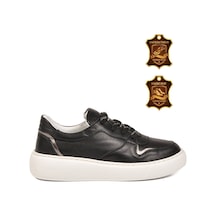 Voyager Siyah Hakiki Deri Anatomik Tabanlı Kadın Casual Ayakkabı Sneaker Z202 Z