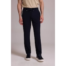Erkek Lacivert Slim Fit Yan Cepli Jogger Pantolon