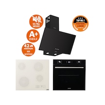 Afm Tech Ve Ferre Cata Sessiz Elektrikli Vitro Siyah D086-SA + V5-04 + FM7700 Ankastre Set