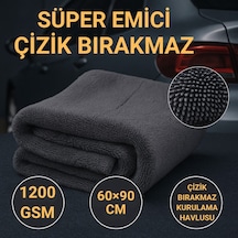 Polham Xl 60x90cm 1200gsm Süper Su Emici Özellikli Mikrofiber Araç Kurulama Havlusu, Çizik Ve İz Bırakmaz Bez